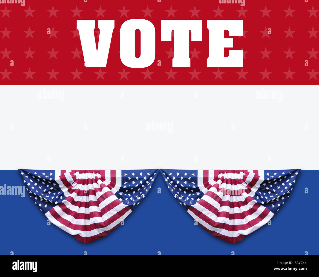 Election Poster Background: Red, white and blue election/campaign poster or  background with patriotic bunting decorations Stock Photo - Alamy