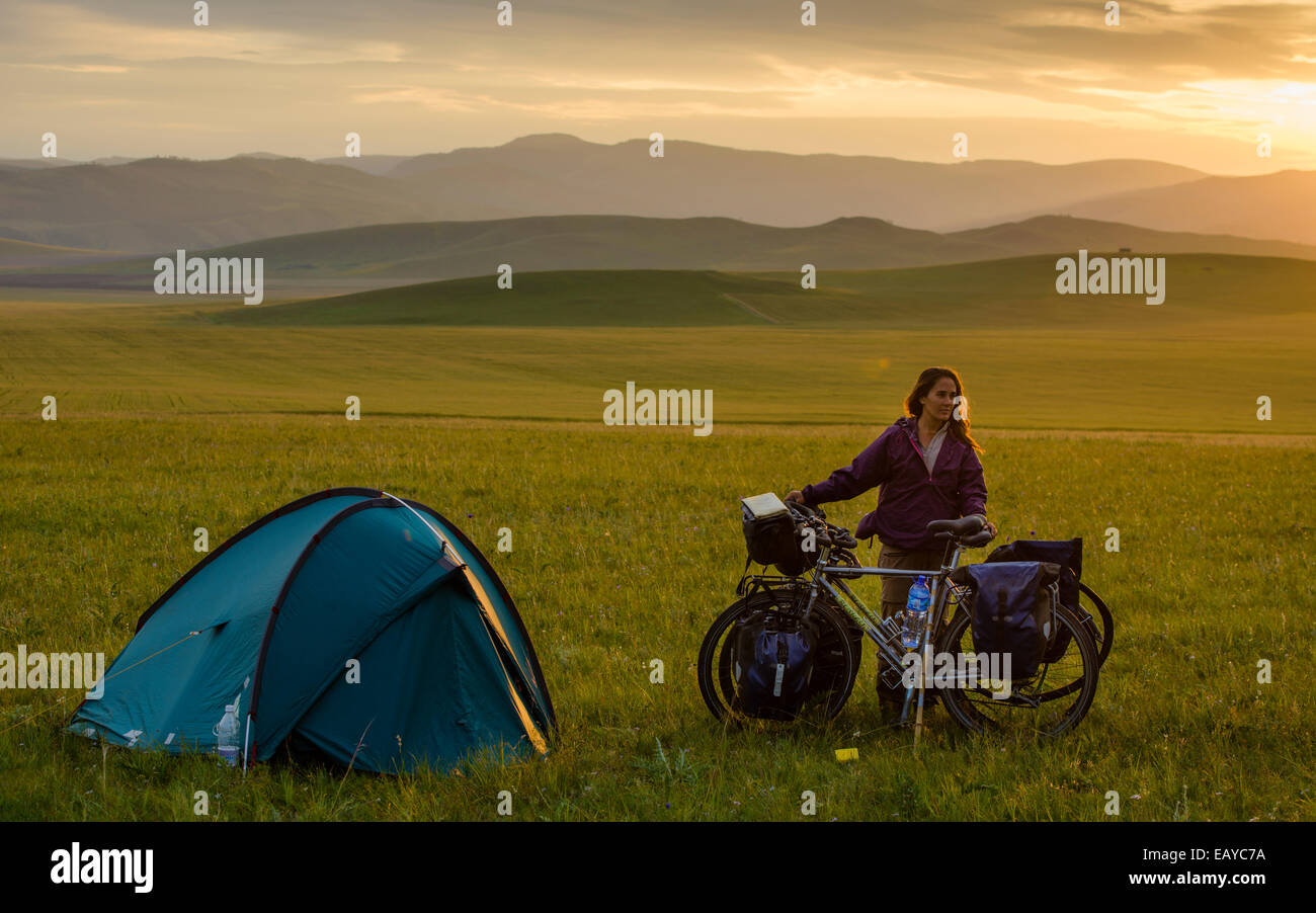 Camping in the Mongolian steppe, Mongolia Stock Photo - Alamy