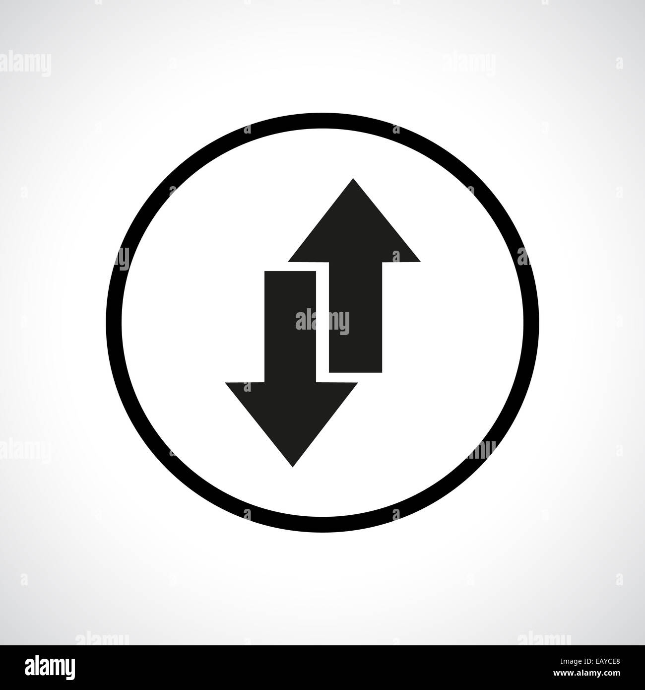 Download and upload symbol in a circle. Send and receive emails 