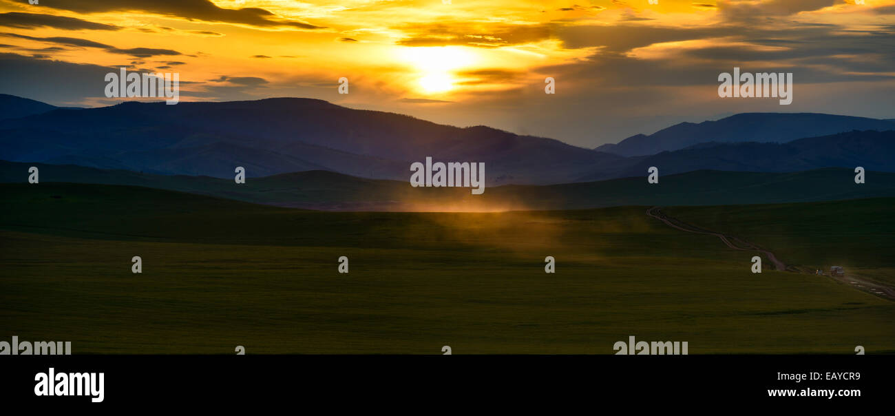 Mongolian steppe, Mongolia Stock Photo