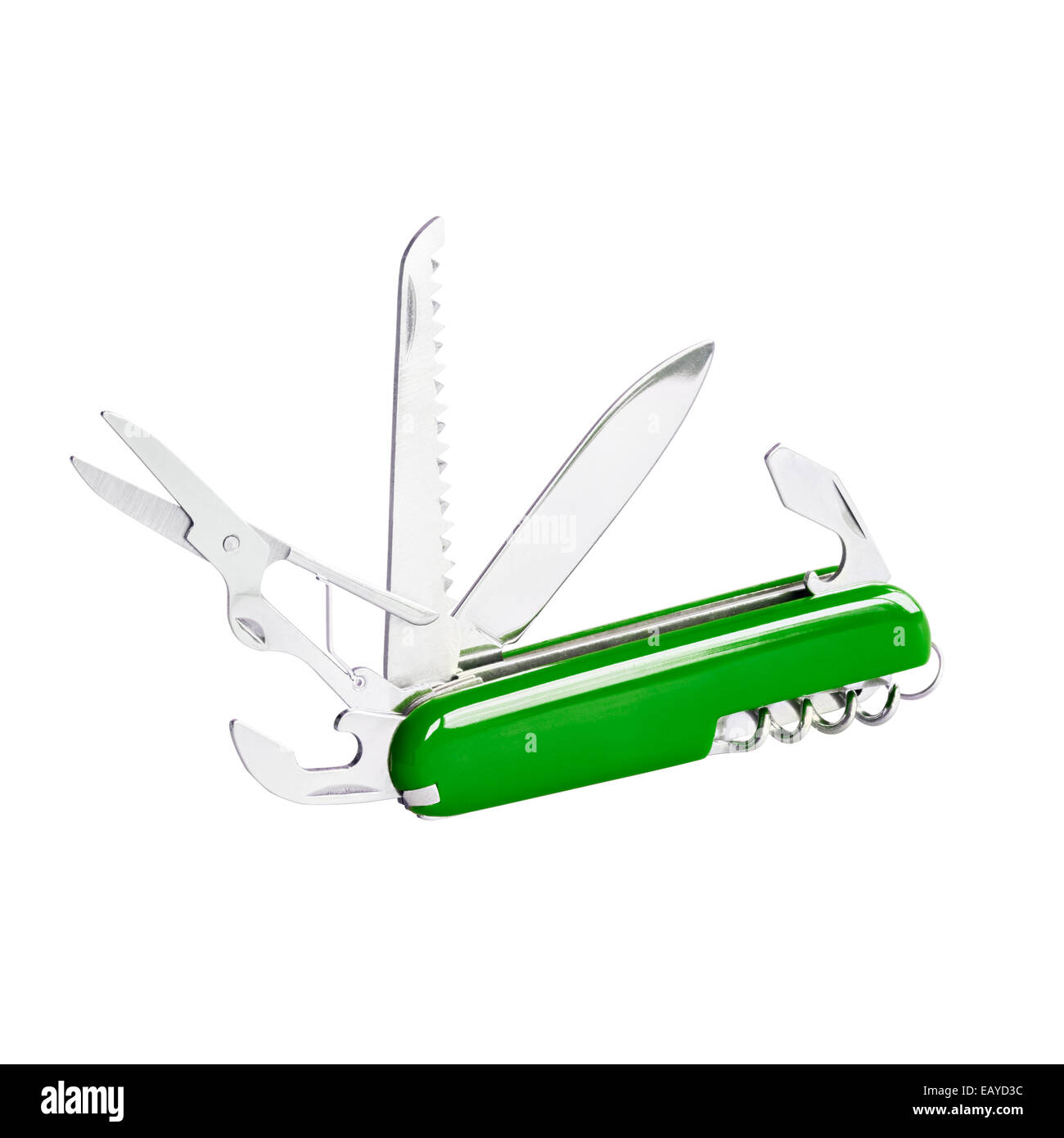 Green swiss knife Stock Photo