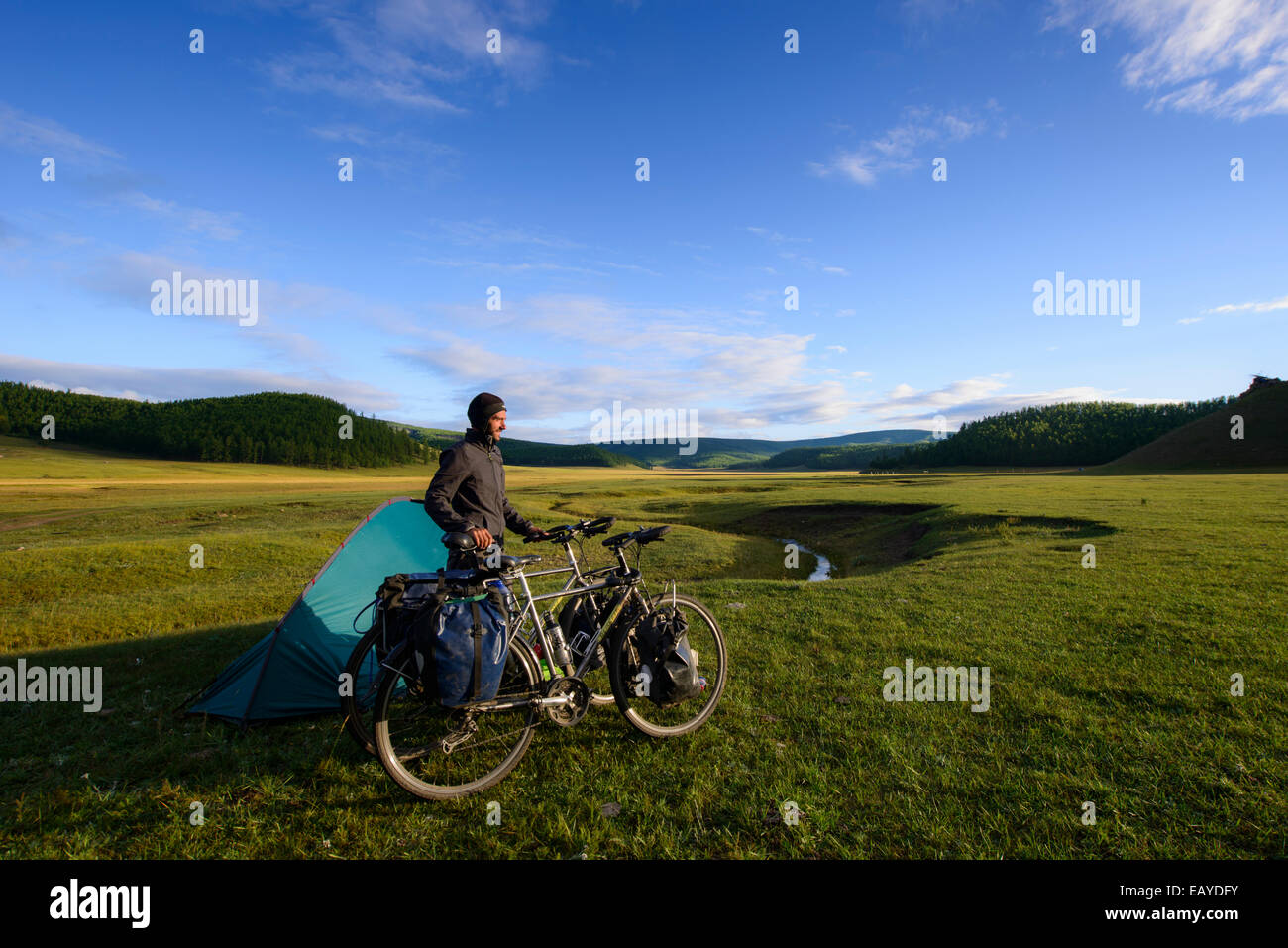 Camping in the Mongolian steppe, Mongolia Stock Photo - Alamy