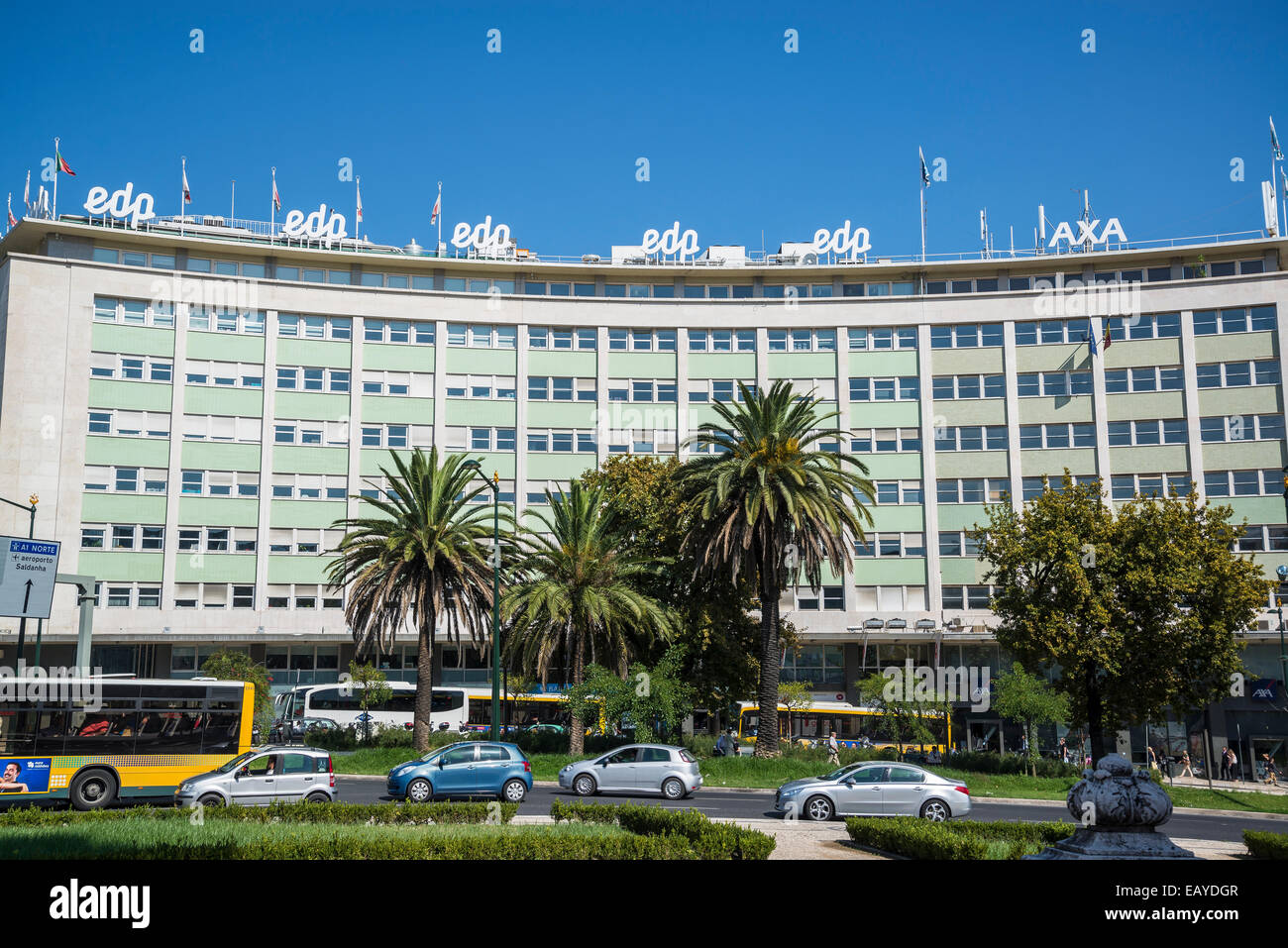 Marquis of Pombal Square, Eep Axa building, Lisbon, Portugal Stock Photo
