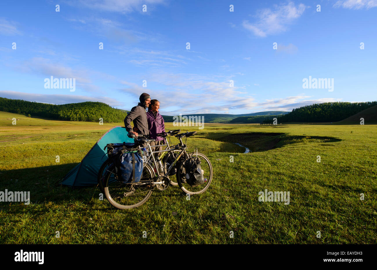 Camping in the Mongolian steppe, Mongolia Stock Photo - Alamy