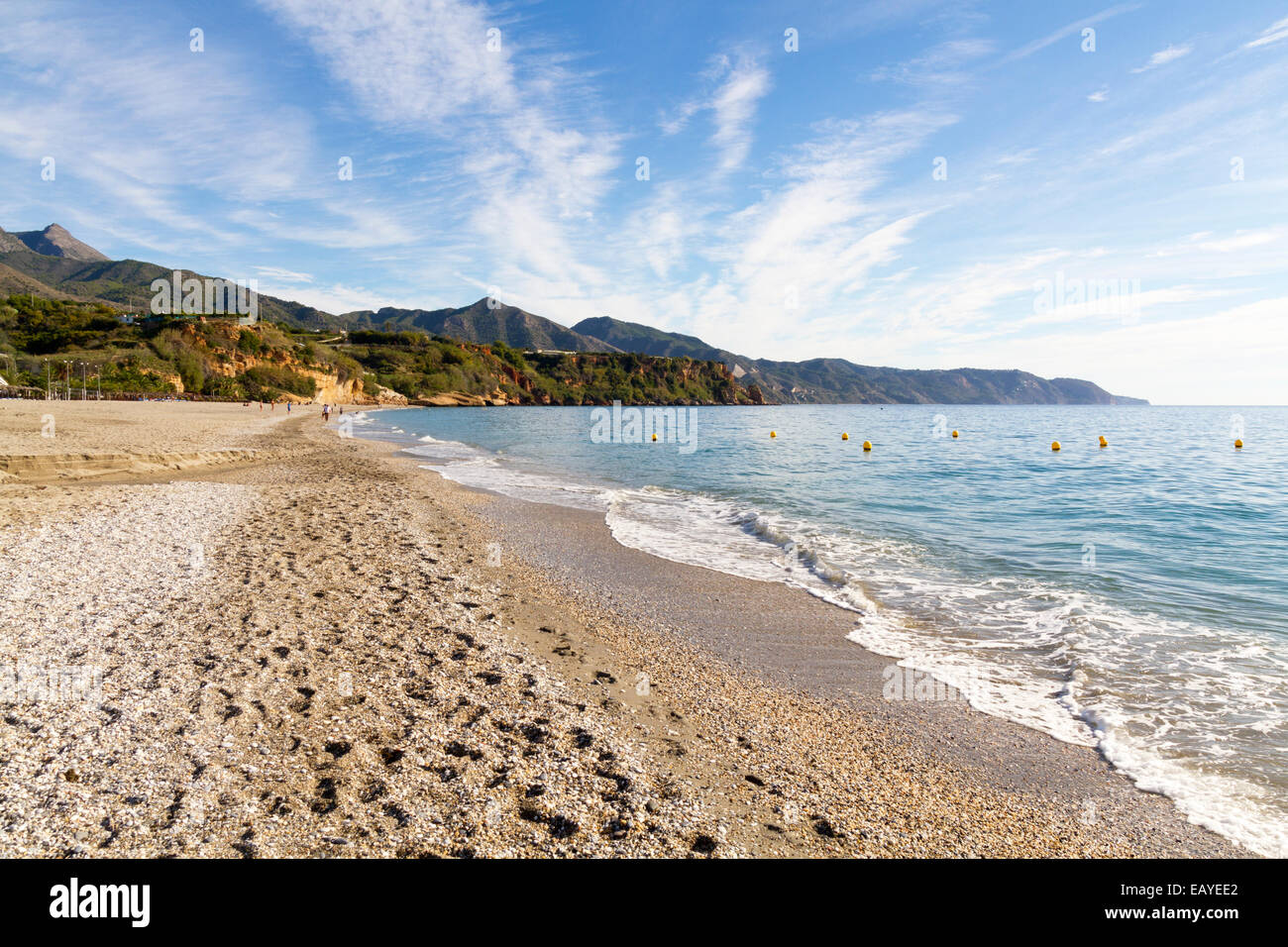 Playa Del Burriana beach in Nerja Spain on the Costa Del Sol Stock Photo