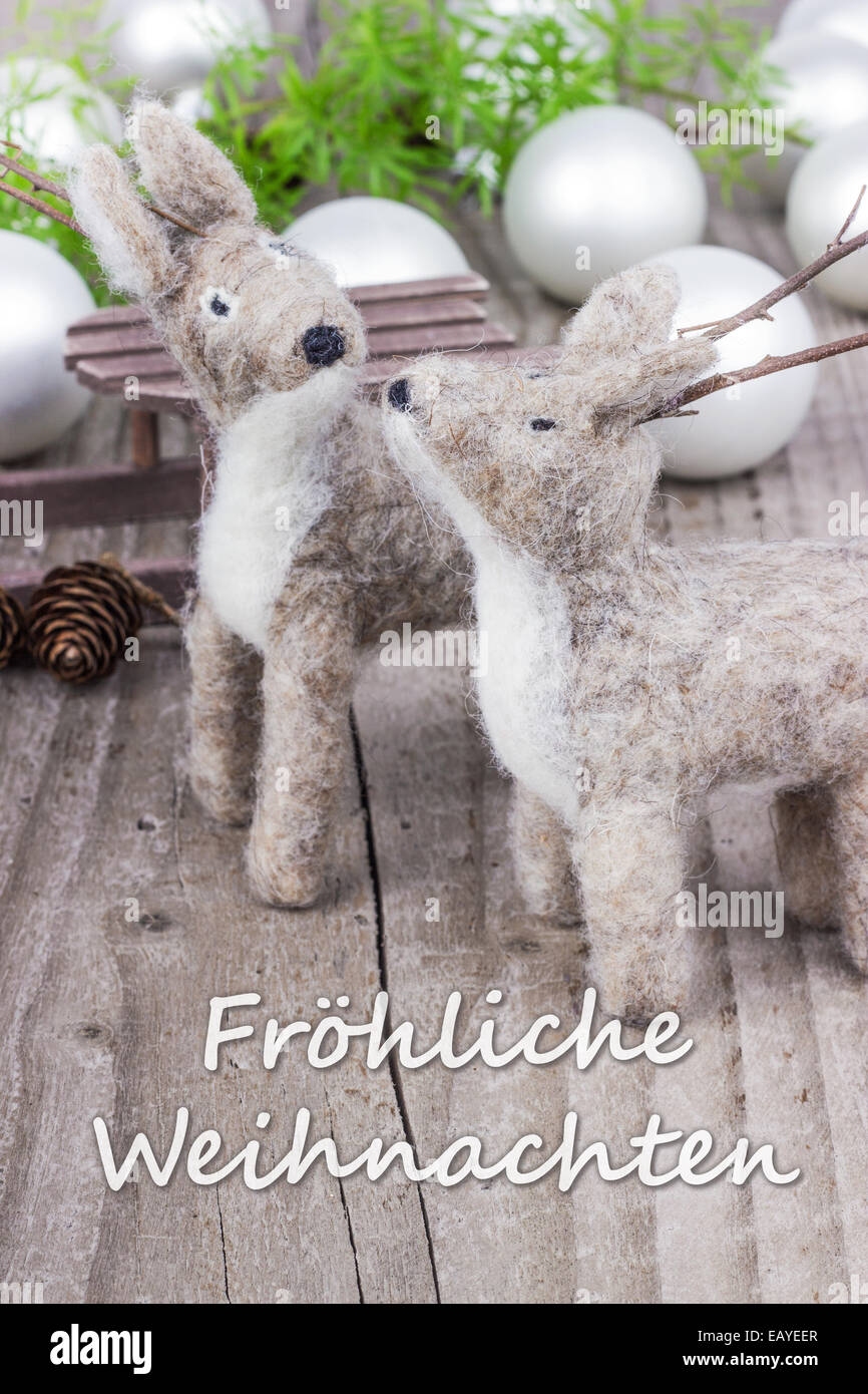 german Christmas card with two deer Stock Photo