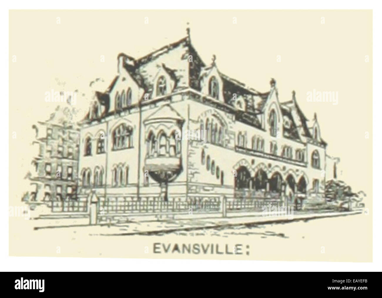 USIN(1891) p237 EVANSVILLE, POST OFFICE Stock Photo Alamy