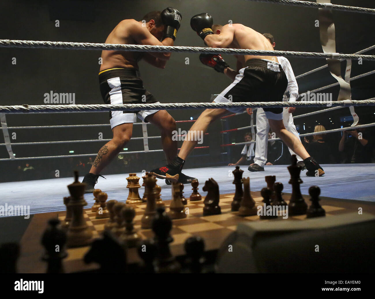 Chessboxing, boxing and chess board game being played alternately as part  of a new surreal sport, Islington, London, UK Stock Photo - Alamy