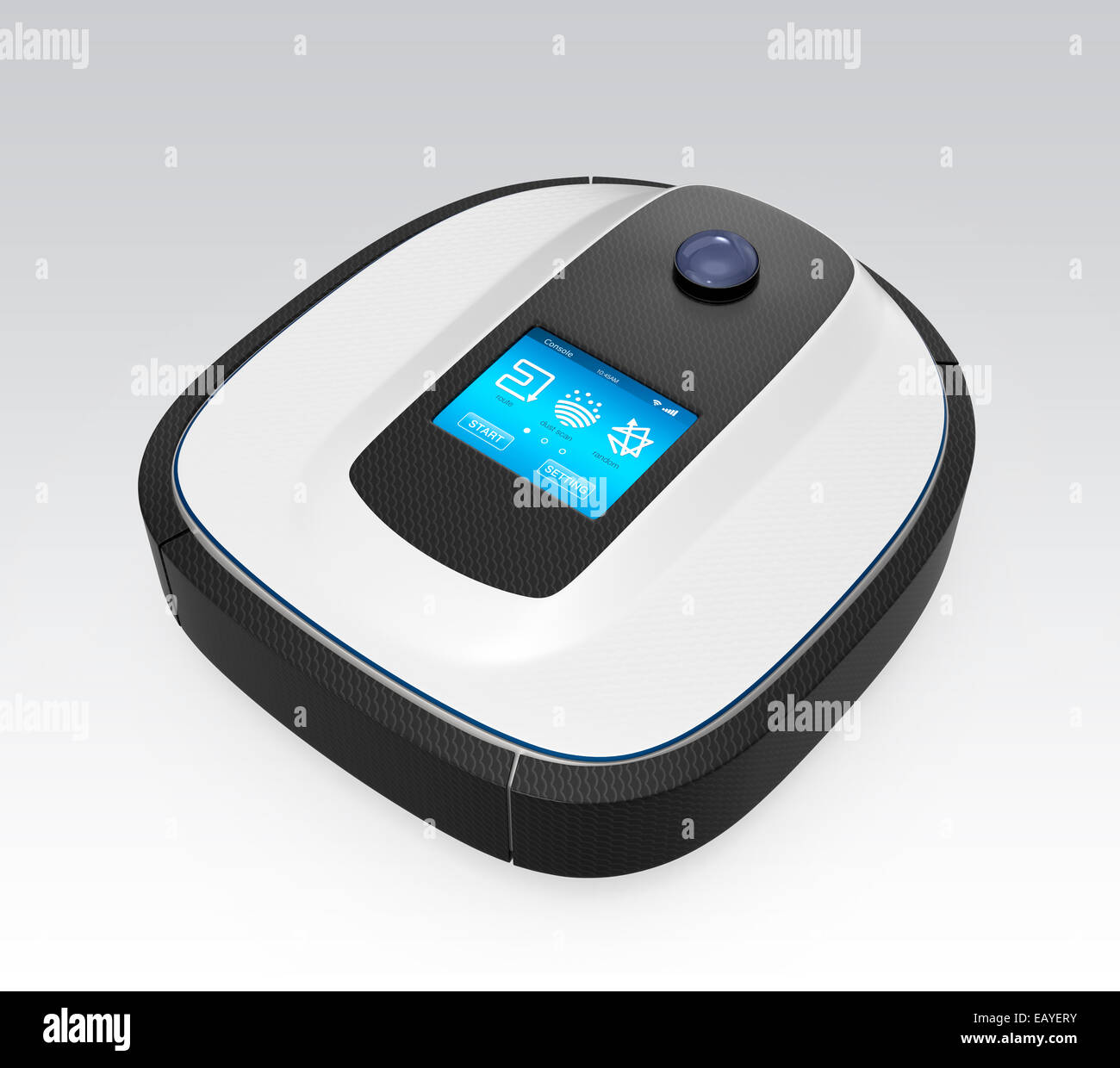 Robot vacuum cleaner isolated on gray background. IoT( Internet of things)  concept Stock Photo - Alamy