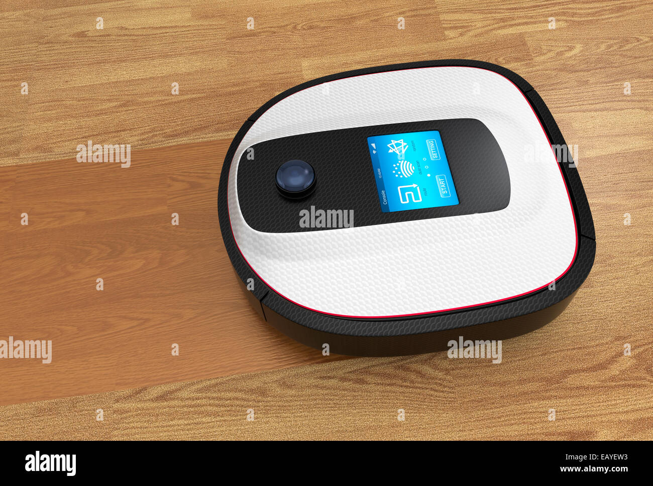 Robot vacuum cleaner moving on flooring Stock Photo Alamy