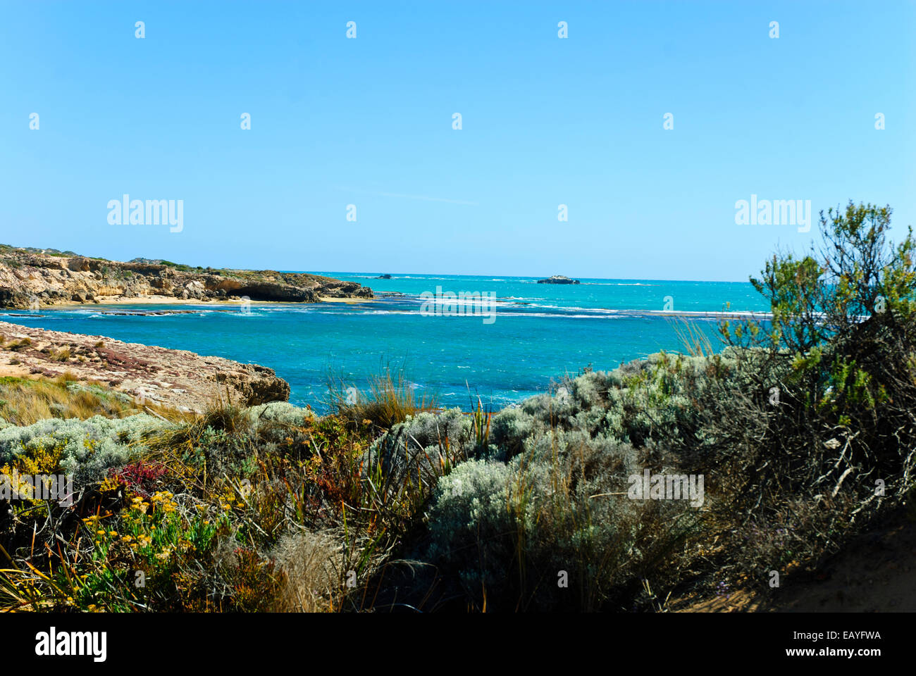 Robe Town,Great Ocean Rd,Seascapes,Canunada National Park,Empty Beaches, Green Seas,Sunshine,Inland Waterways,South Australia Stock Photo