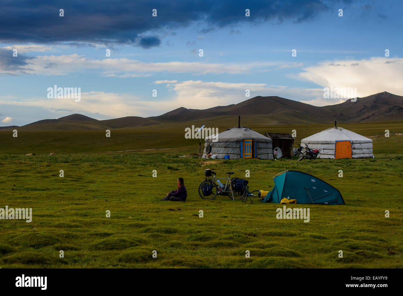 Camping next to traditional gers, Mongolia Stock Photo - Alamy