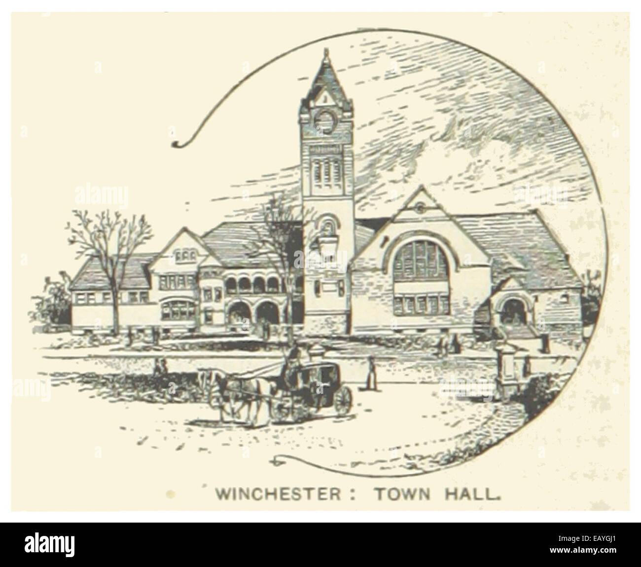 USMA(1891) p348 WINCHESTER, TOWN HALL Stock Photo Alamy