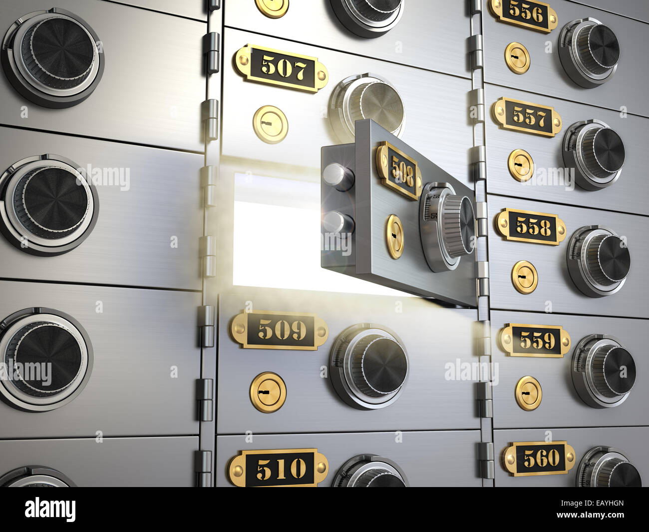 Safe deposit boxes in a bank vault. Banking concept. 3d Stock Photo Alamy