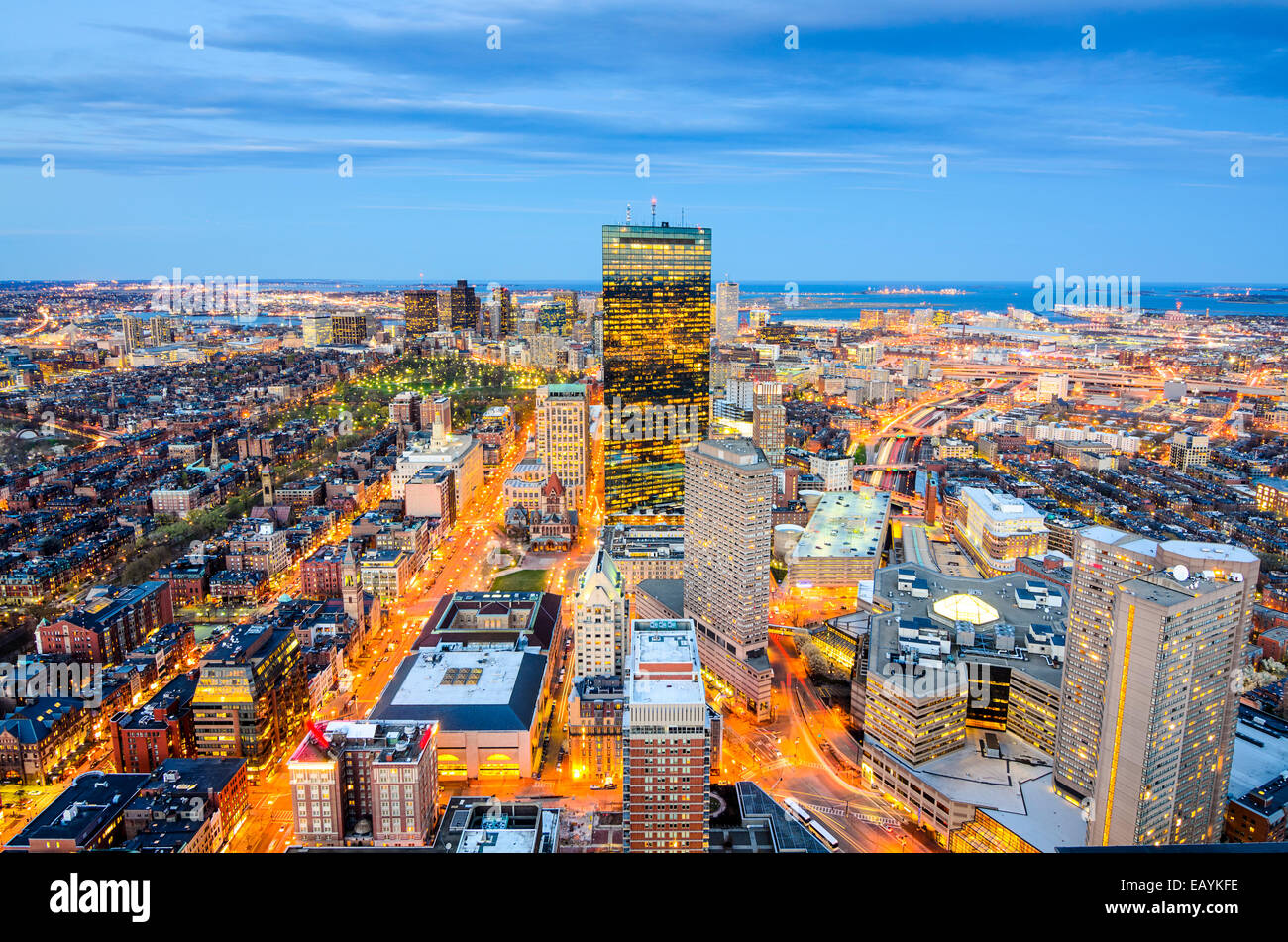 Boston, Massachusetts, USA aerial view of the downtown cityscape. Stock Photo