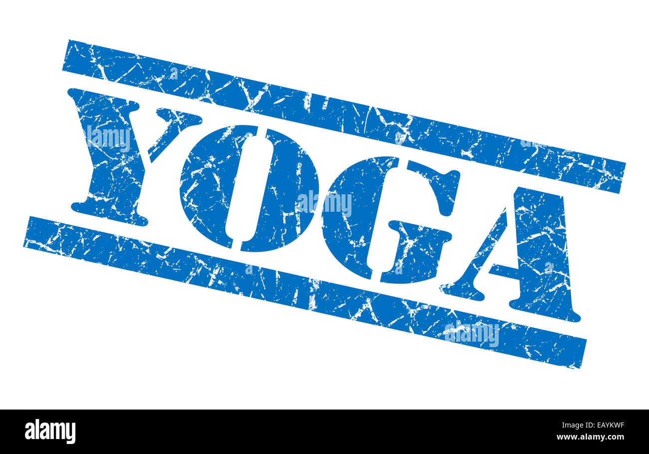 yoga blue square grunge textured isolated stamp Stock Photo - Alamy