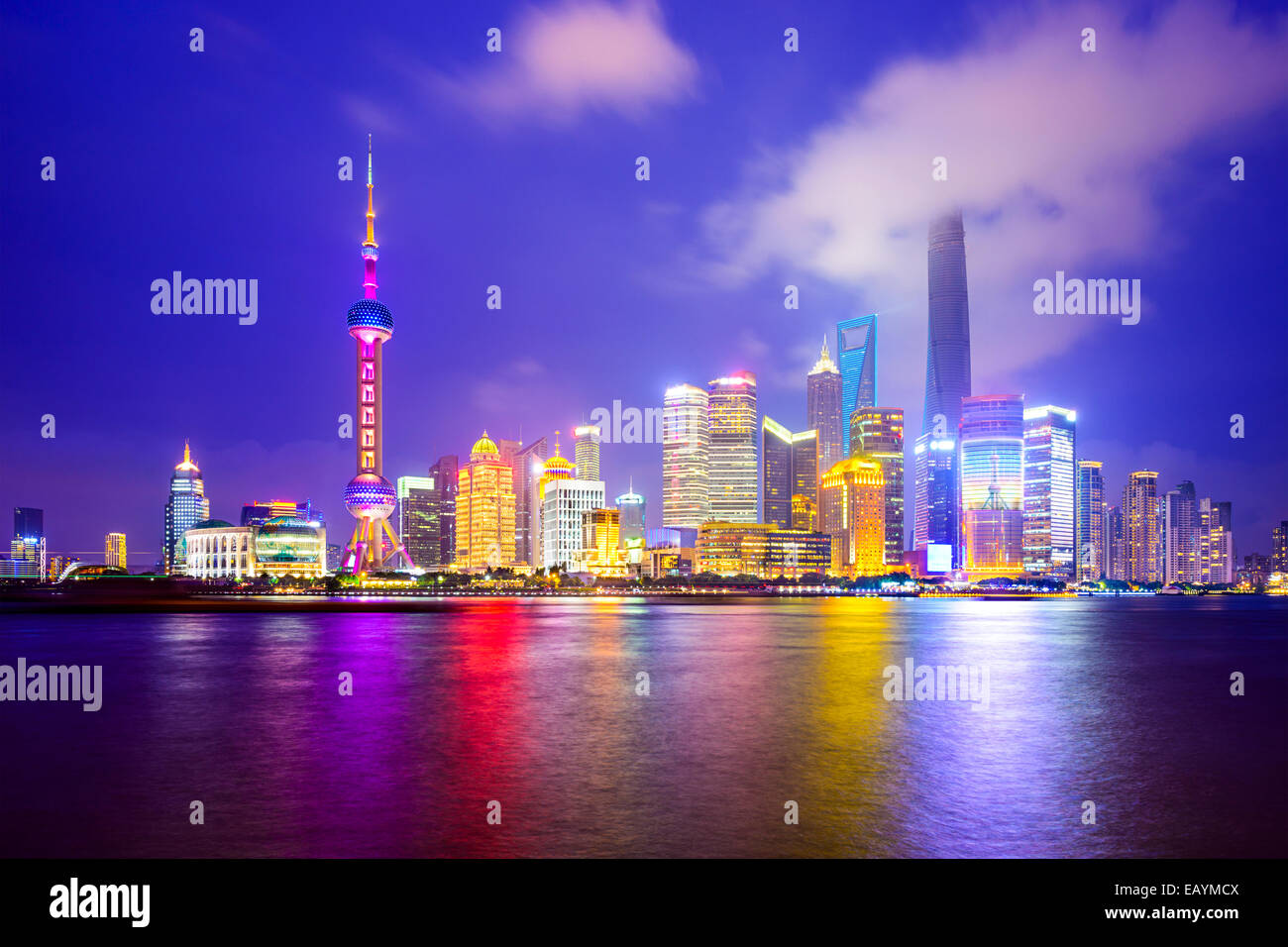 Shanghai, China city skyline of the Pudong Financial District. Stock Photo