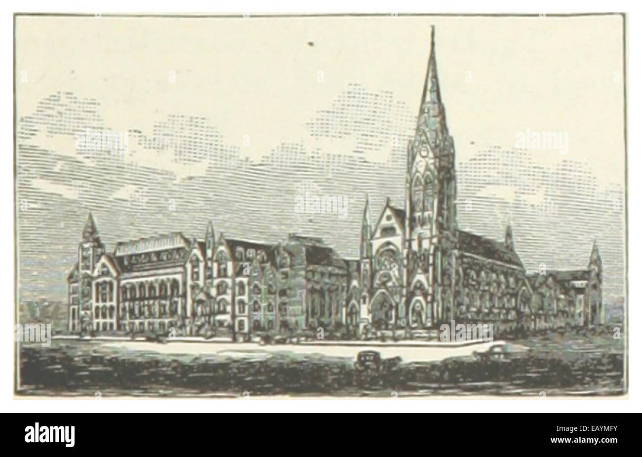US-MO(1891) p451 ST. LOUIS, ST. XAVIER CHURCH AND UNIVERSITY CHURCH Stock Photo