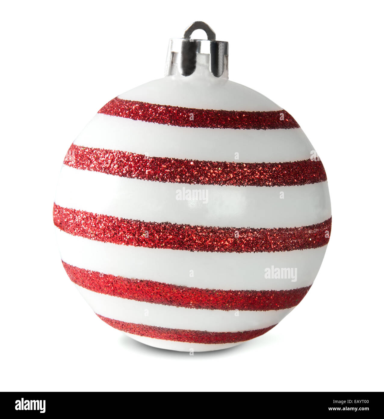 Red And White Christmas Ball Isolated On White Background Stock Photo ...