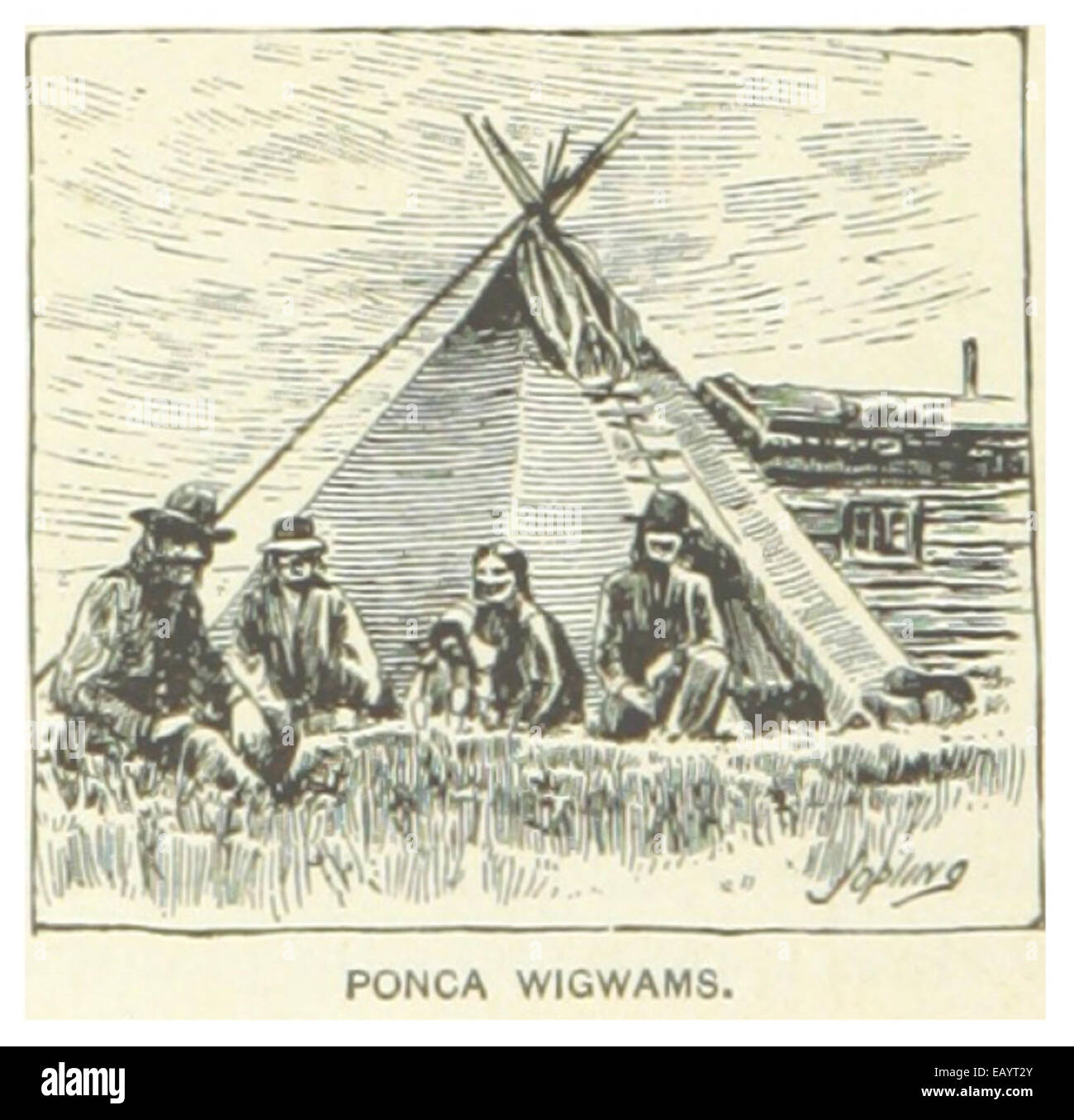 US-OK(1891) p696 PONCA WIGWAMS Stock Photo