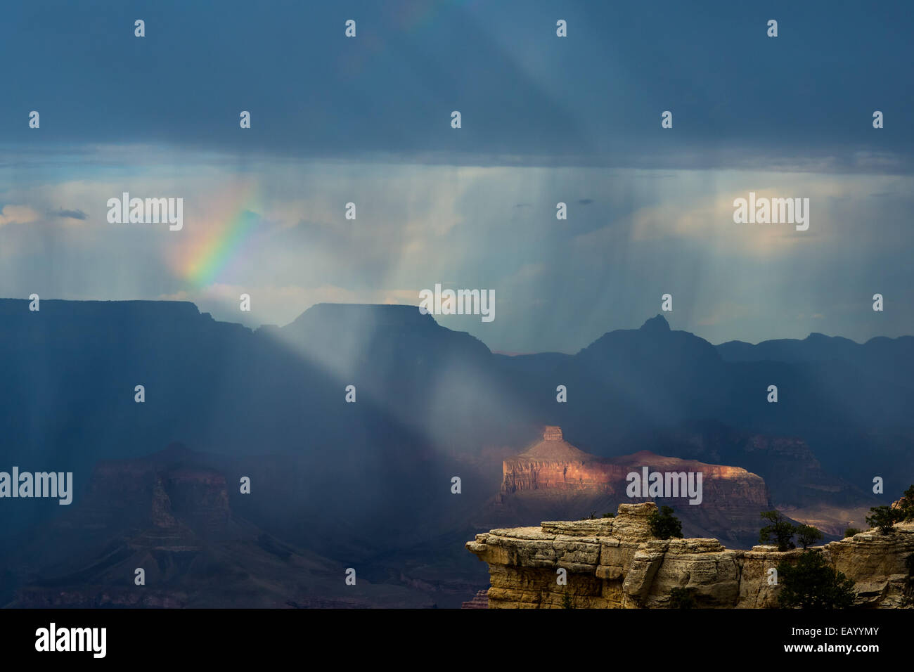 Rainbow over the Grand Canyon in Arizona USA national park Stock Photo ...