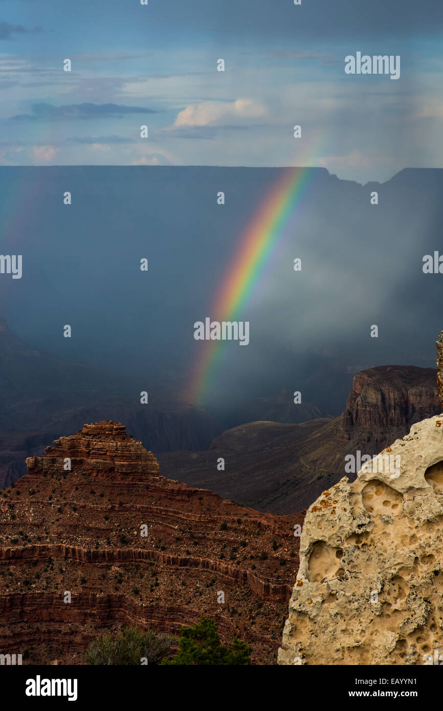 Rainbow over the Grand Canyon in Arizona USA national park Stock Photo ...