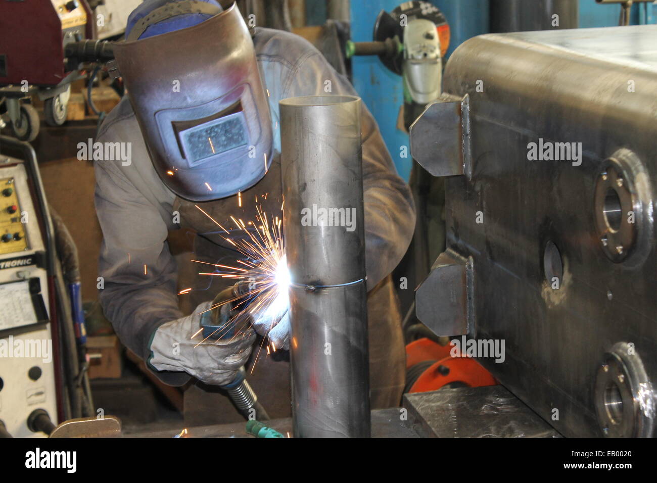 welder welding  mig/mag process Stock Photo