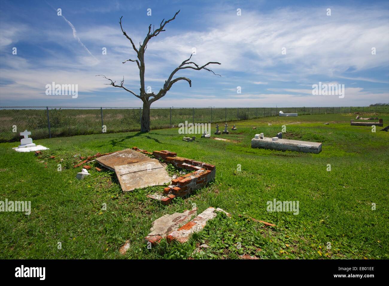 Cheniere Caminada Cemetery, Louisiana, holds remains of victims of infamous Cheniere Caminada Hurricane, 1893 Stock Photo