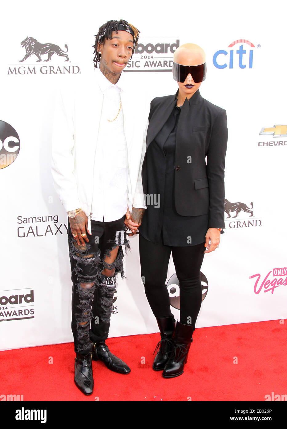 2014 Billboard Awards Red Carpet at the MGM Grand Resort Hotel and Casino  Featuring: Wiz Khalifa,Amber Rose Where: Las Vegas, United States When: 18 May 2014 Stock Photo
