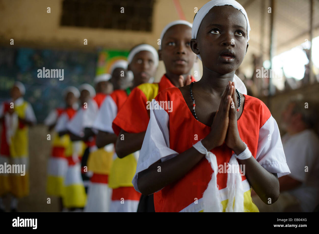 Kids of a catholic school in the Turkana tribal region of Kenya Stock Photo