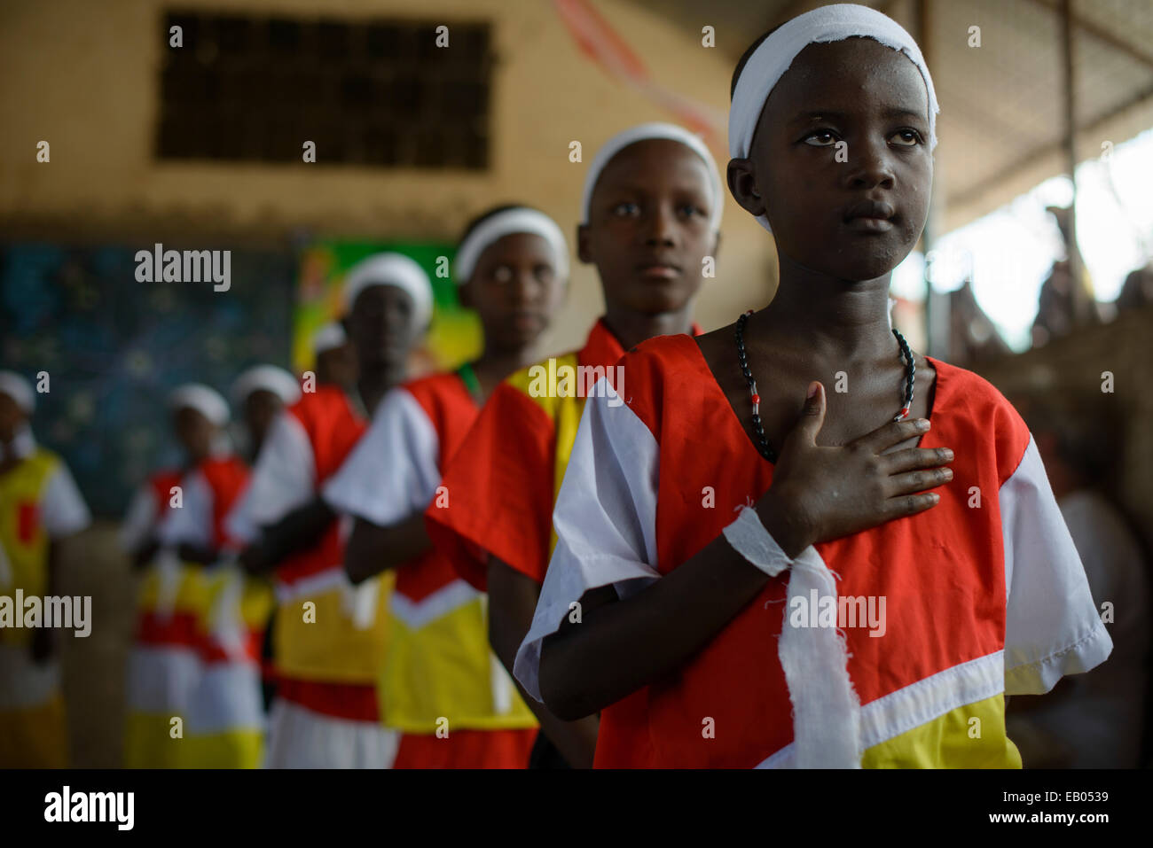 Kids of a catholic school in the Turkana tribal region of Kenya Stock Photo