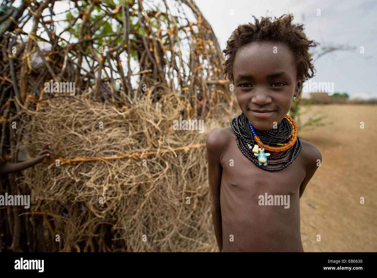 Portrait of a Turkana girl, Kenya Stock Photo