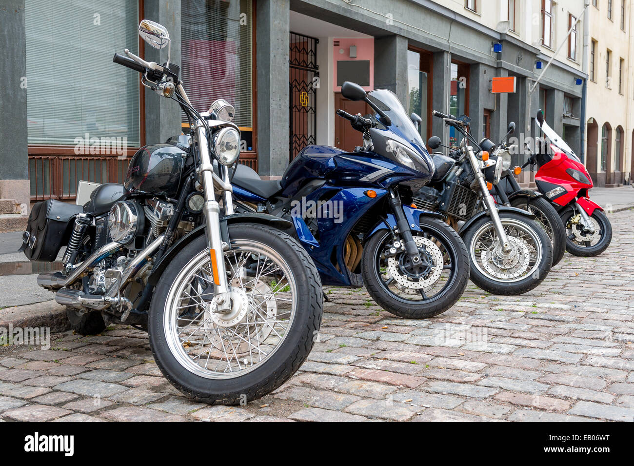 Motor bikes at parking Stock Photo