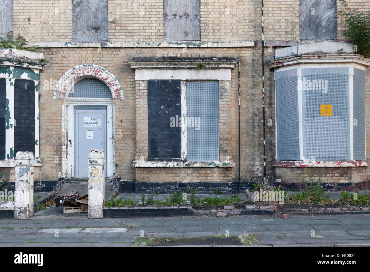 Boarded up houses in the Granby area of Toxteth, Liverpool Stock Photo