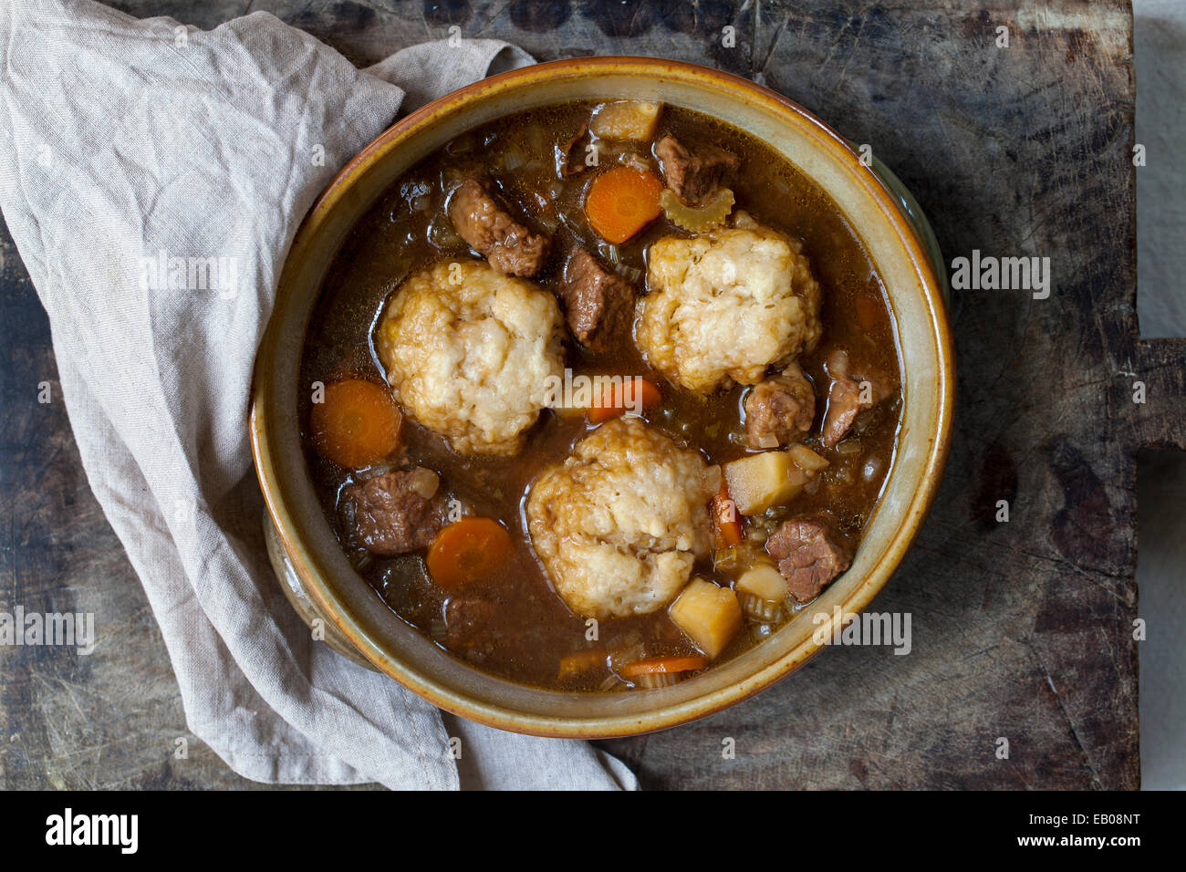 Beef stew with dumplings Stock Photo