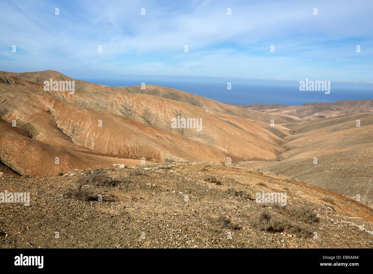 Temporary watercourse channel of the island of Fuerteventura Stock Photo