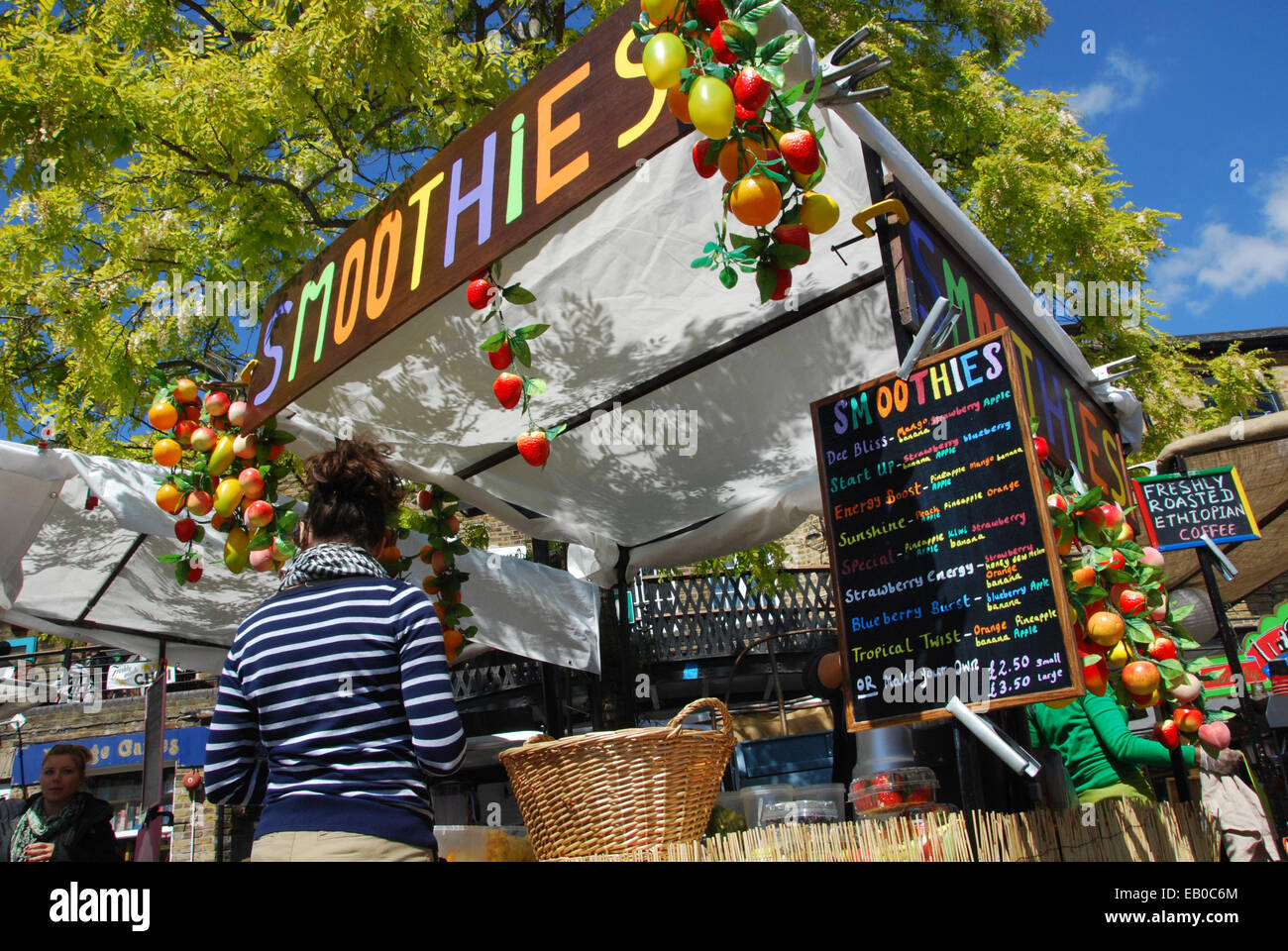 selling smoothies in Camden Lock Market London UK Stock Photo Alamy
