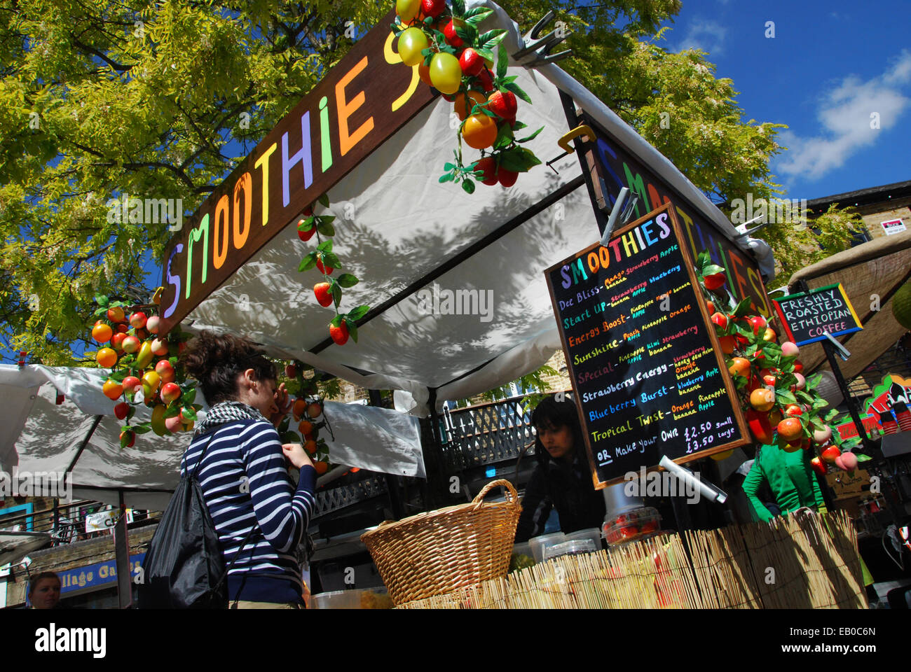 selling smoothies in Camden Lock Market London UK Stock Photo Alamy