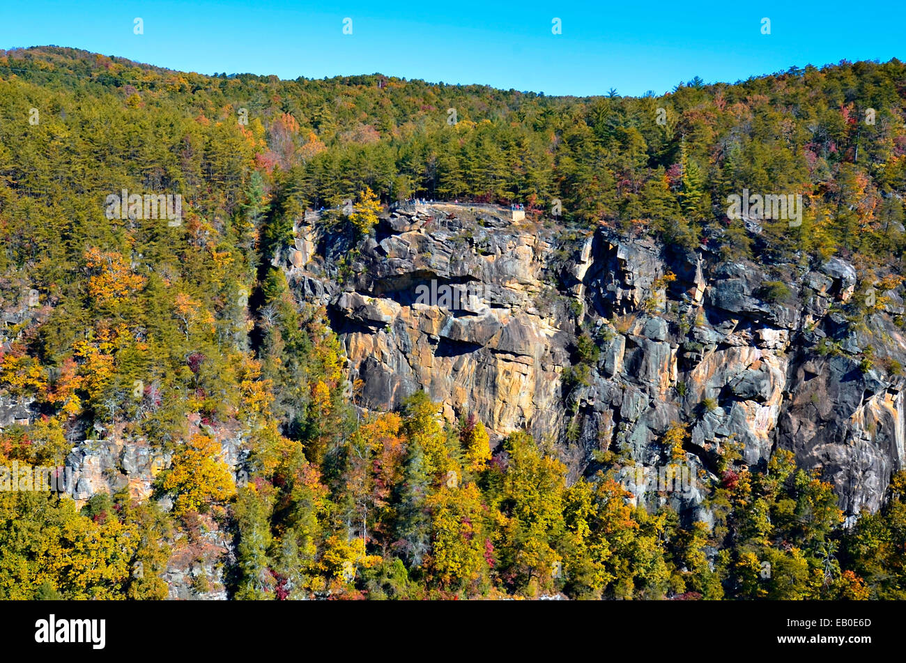 A rock overlook at the Tallulah Gorge in Georgia, a popular tourist attraction. Stock Photo