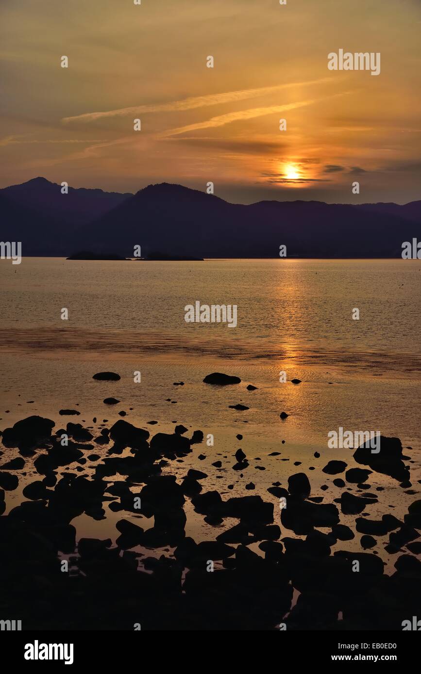 Sunset of seaside in Namhae in Korea Stock Photo