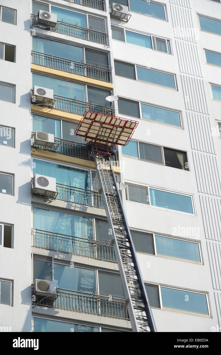 ladder truck for moving at apartment in Korea Stock Photo Alamy