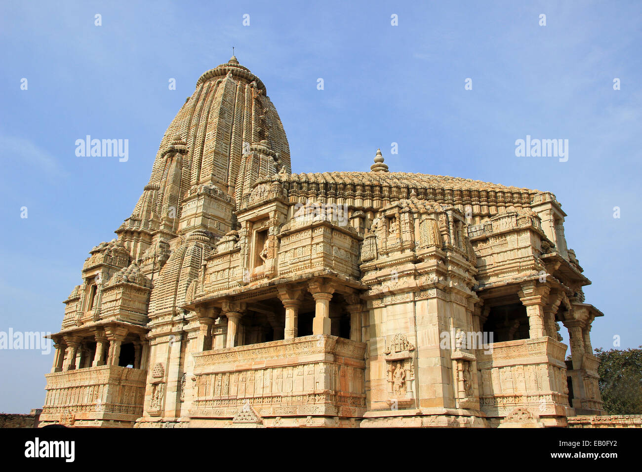 Architecturally beautiful Kumbha Shyam Temple in the vicinity of Vijay Sthambh (Victory Tower), Chittorgarh Fort, Rajasthan, Ind Stock Photo