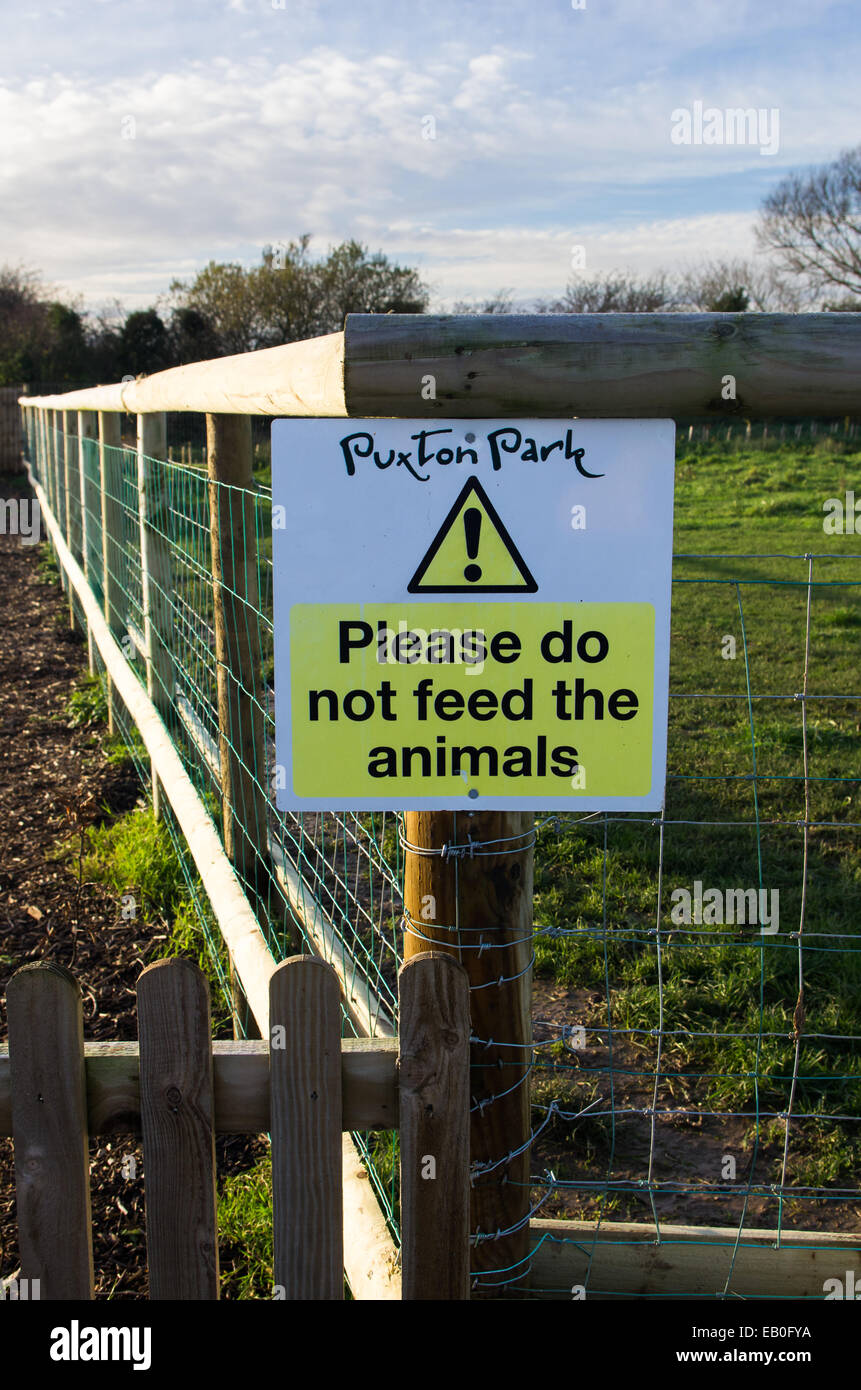 Puxton Park - Please do not feed the animals Stock Photo