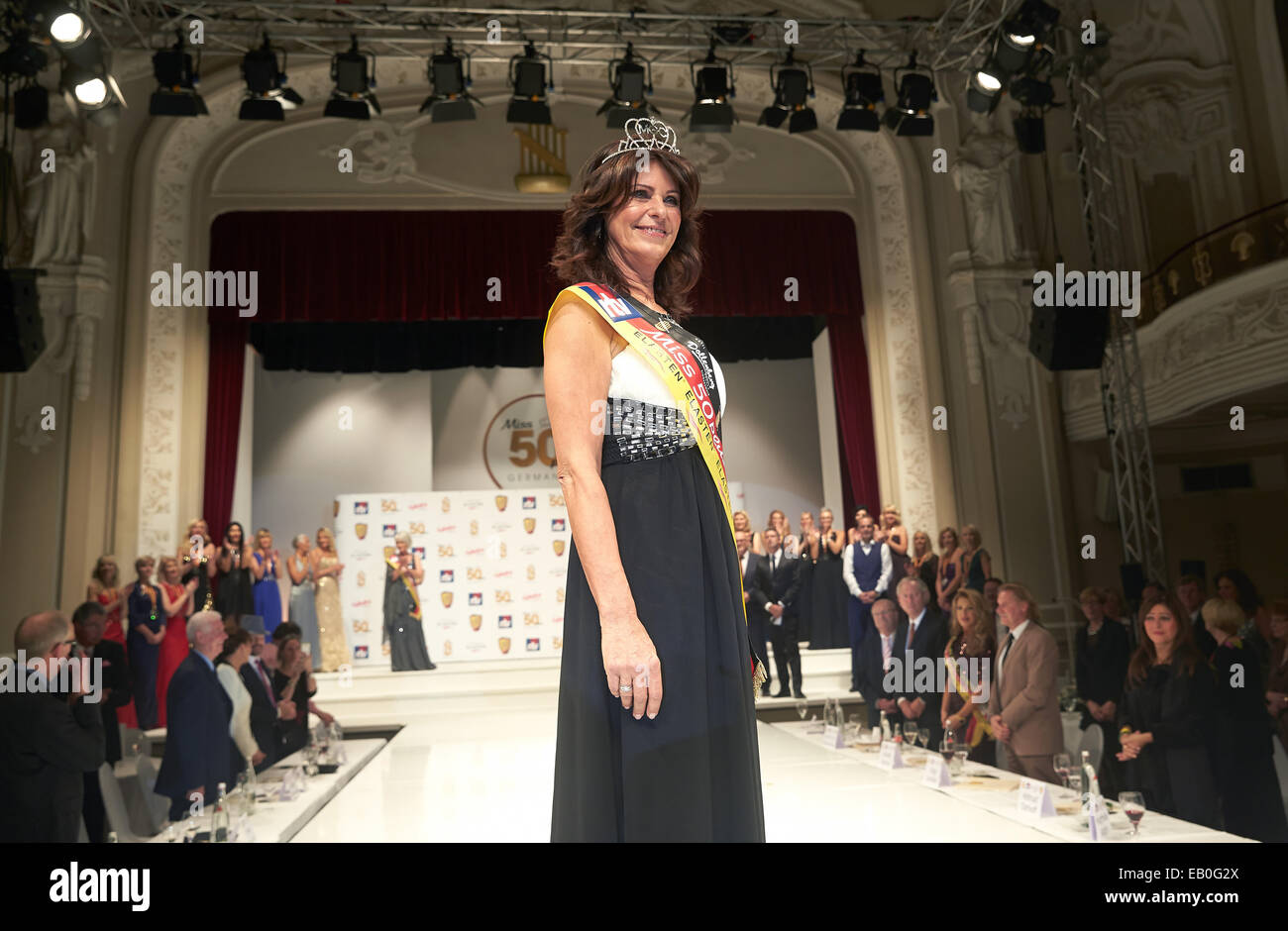 Kerstin Marie Huth-Rauscher has been elected Germany's most beautiful woman over 50, winning the Miss 50plus Germany 2015 competition, in Bad Neuenahr, Germany, 22 November 2014.  Photo: Thomas Frey/dpa Stock Photo