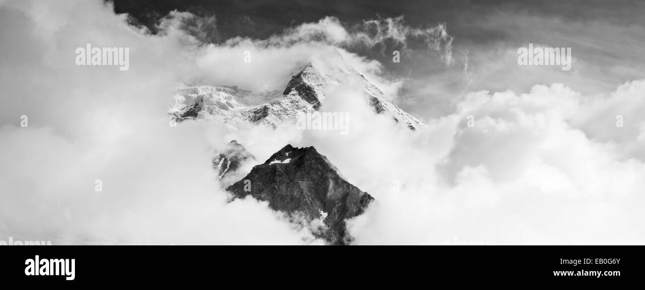 Snow capped peaks of Mont Blanc in Chamonix, France, Europe Stock Photo