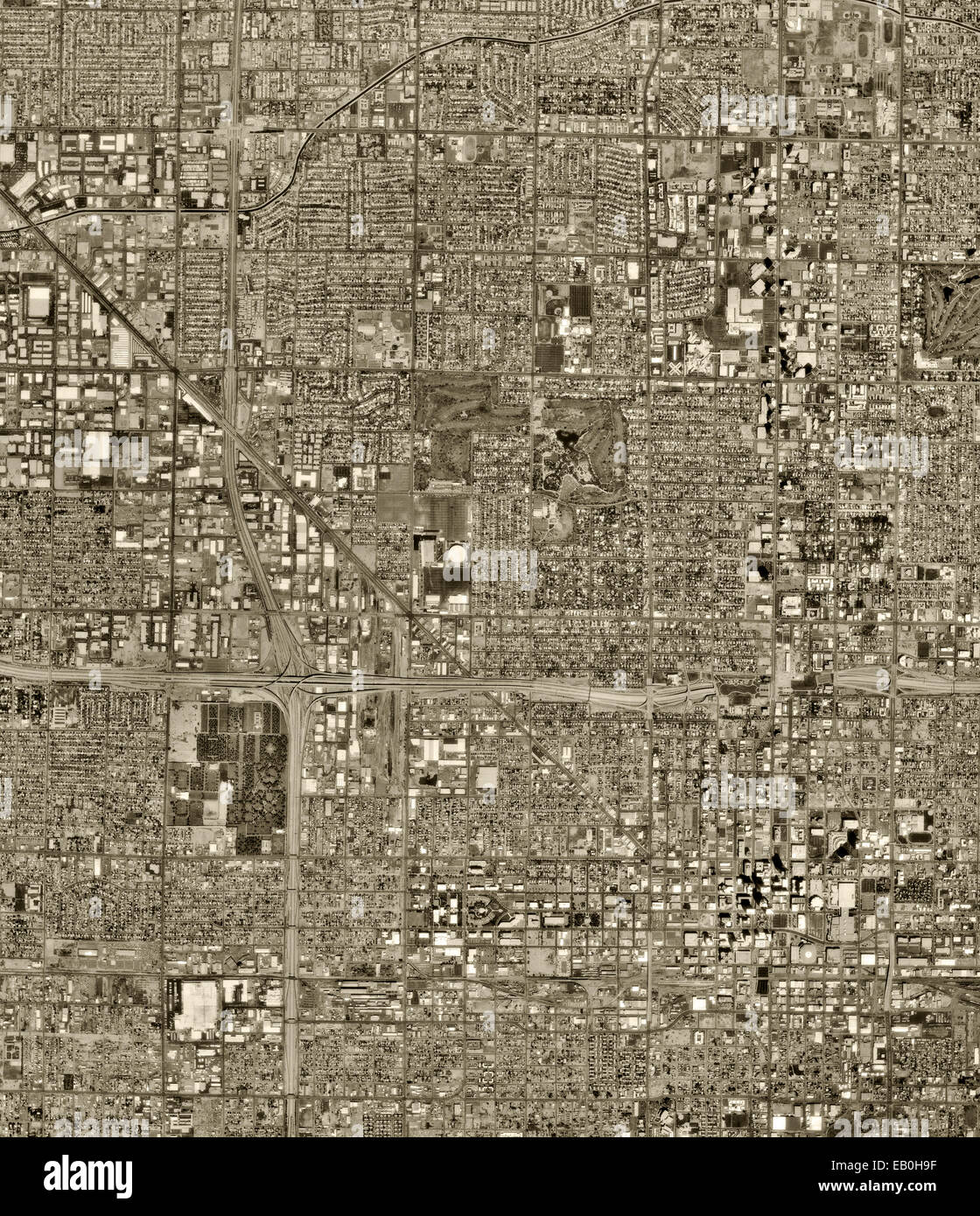 historical aerial photograph of Phoenix, Arizona, 1961 Stock Photo