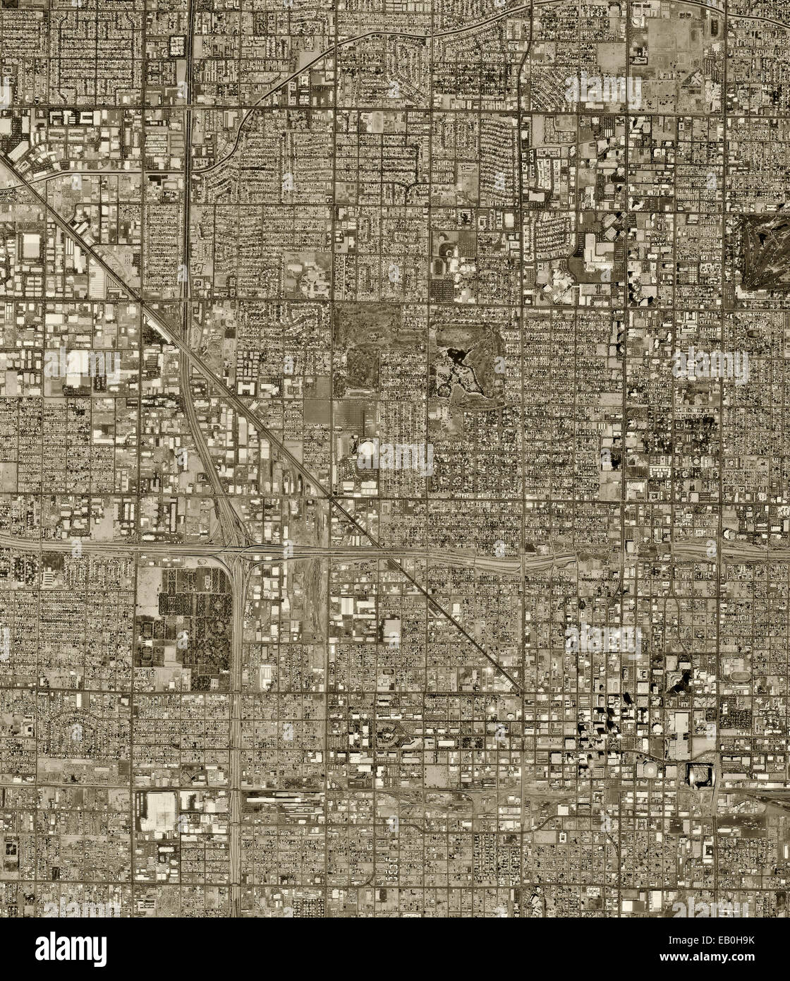 historical aerial photograph of Phoenix, Arizona, 1997 Stock Photo