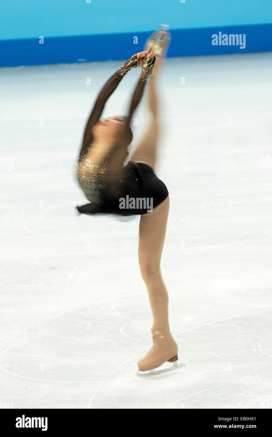 Burred action of woman competing in the Figure Skating Free Skate at ...