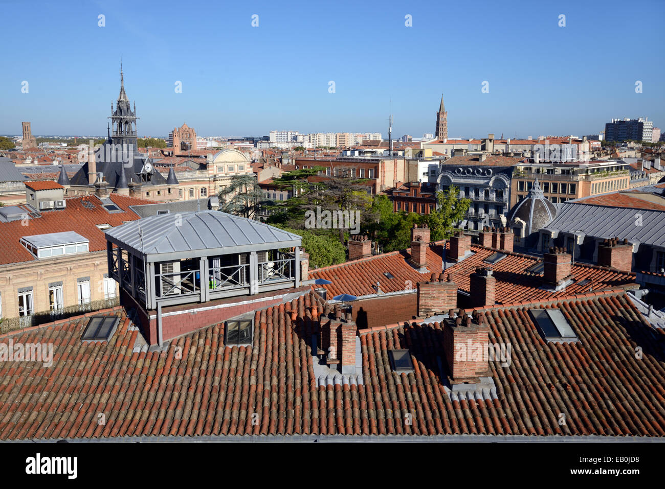 Cityscape or Panoramic View over the Rooftops of Toulouse France Stock Photo