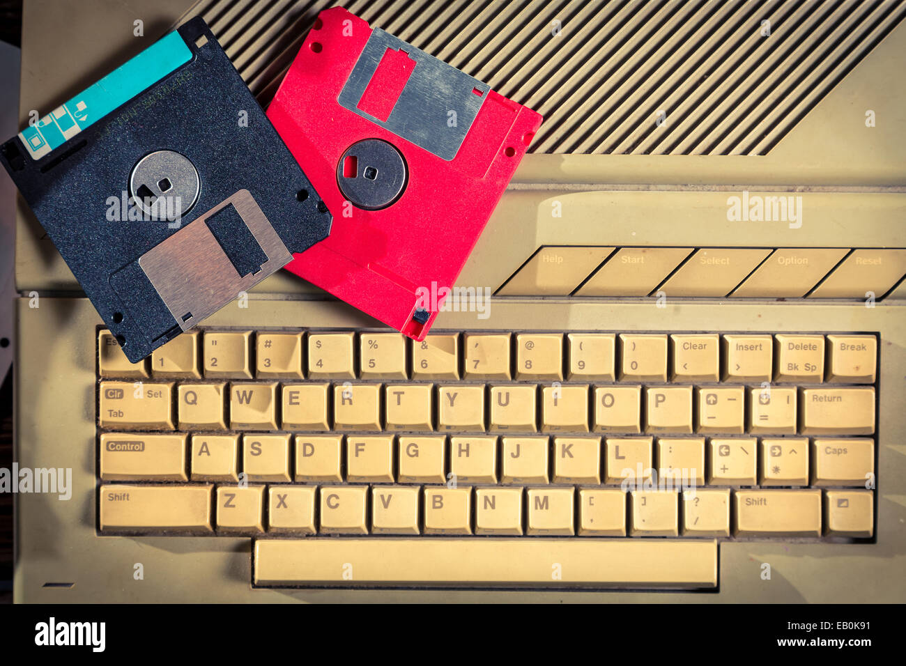 Vintage floppy disks and keyboard Stock Photo Alamy
